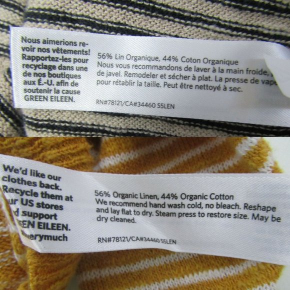 Eileen Fisher Ballet Neck Stripe Top Cozy Organic Linen Cotton Medium M Ochre - Picture 6 of 6